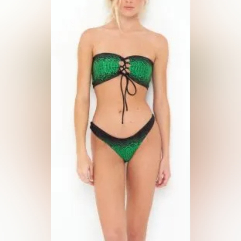 Peixoto Lala Bikini in Green Snake (NWOT)